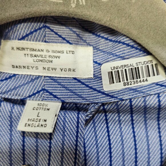 H. Huntsman & Sons Savile Row London Blue 100% Cotton Pockets Mens Robe Large L - Picture 3 of 6